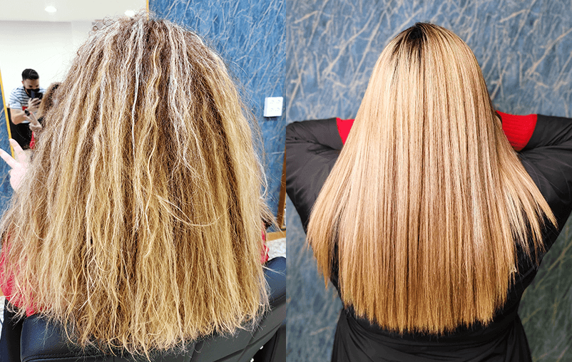 alisado en salón de belleza