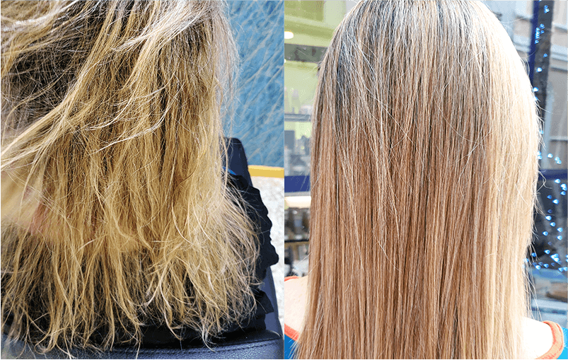 corte y alisado en salón de belleza